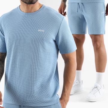 BOSS - Conjunto Camiseta y pantalón corto de chándal Waffle 50535891 50535884 azul claro